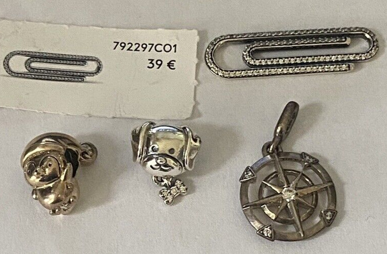 Breloques en argent PANDORA lot de 4 charms pour personnaliser votre bracelet