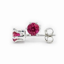 4mm ROUND GENUINE RUBELLITE PINK TOURMALINE 925 STERLING SILVER STUD EARRINGS