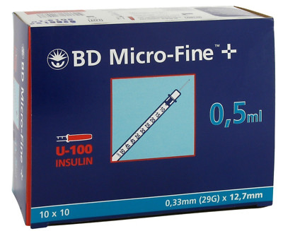 BD Microfine U-100 Insulinspritze 0.5ml 29G 12.7mm x 33 | Diabetes Behandlung