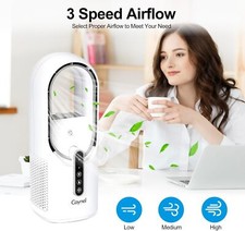 Portable 11.8 Inch Bladeless Desktop Fan w/ 7 Colors Ambient Light White