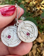 VINTAGE 14K WHITE GOLD R&B ROBERTS & BELK CAPRICORN ZODIAC DANGLE DROP EARRINGS