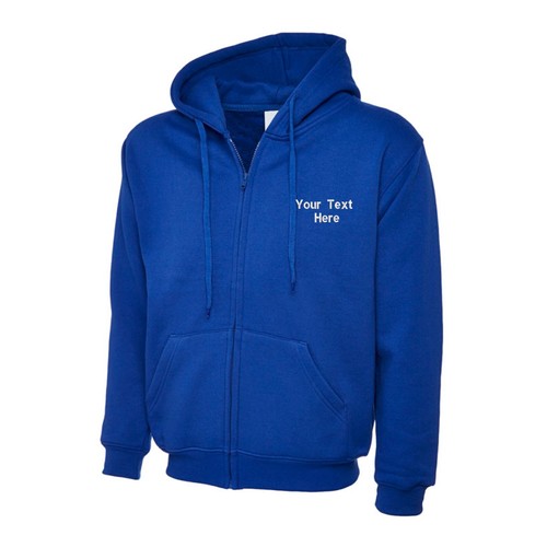 Personalizzato Ricamato Zip Intera Felpa con Cappuccio Testo Logo Unisex Lavoro - Picture 9 of 24