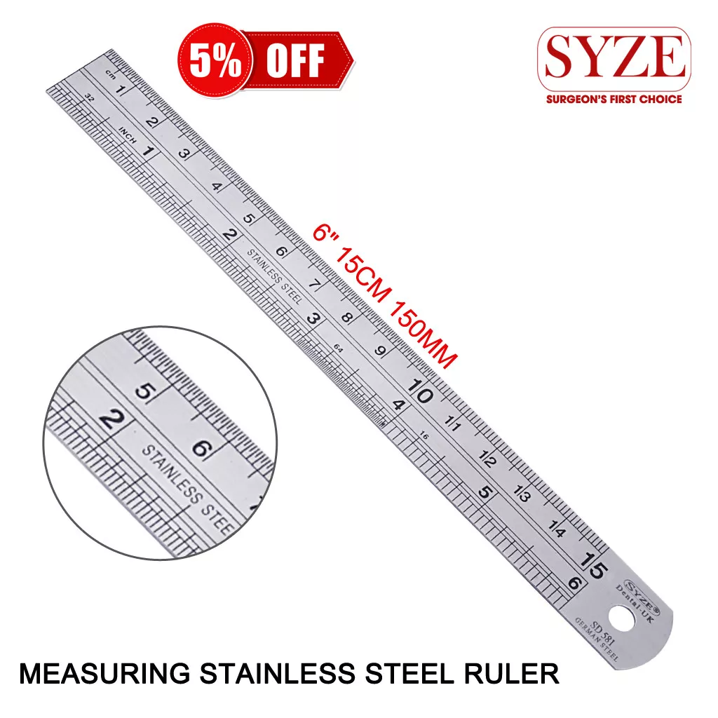 Stainless Steel Metal Flexible Ruler - 6 Inch - Pack of 2 - Metal Flexible  Ruler Inches Centimeters - 15cm 