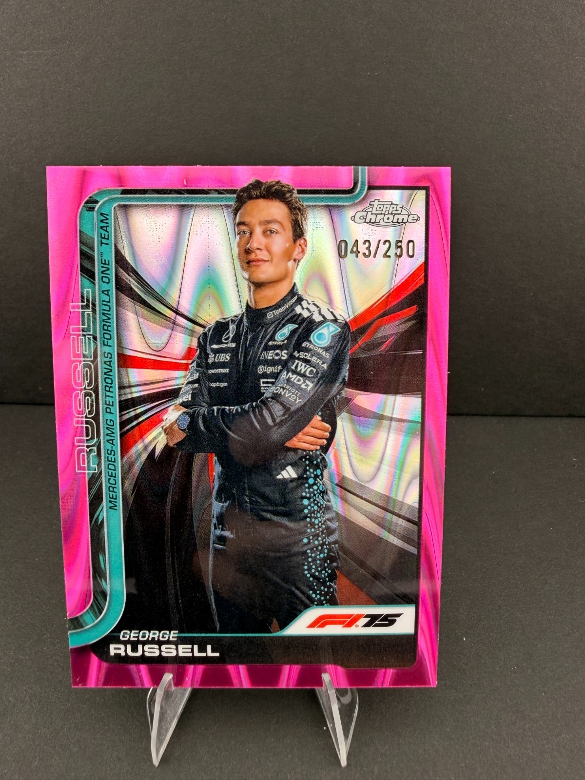 George Russell 2025 Topps Chrome Formula 1 F1 Pink Raywave 043/250 Portrait #7
