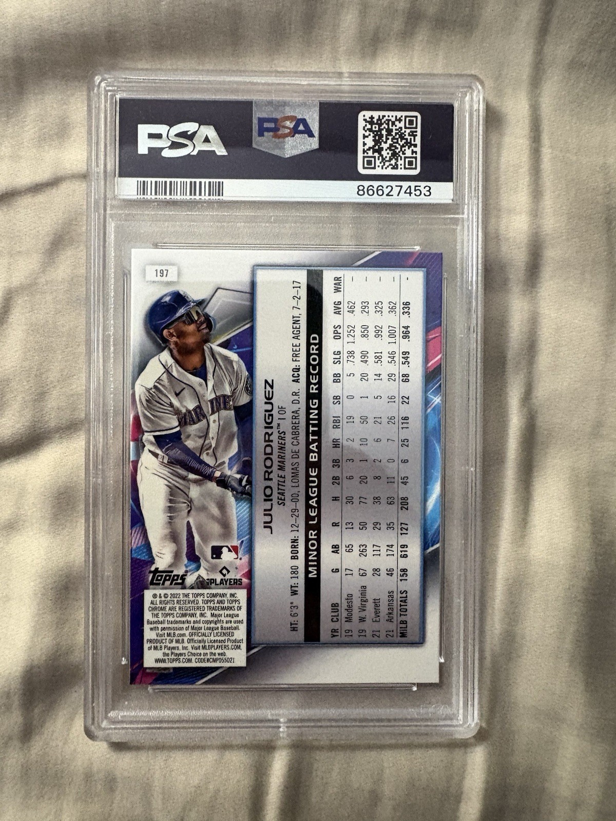 2022 Topps Cosmic Chrome - Julio Rodriguez #197 (RC) PSA 10 view 2