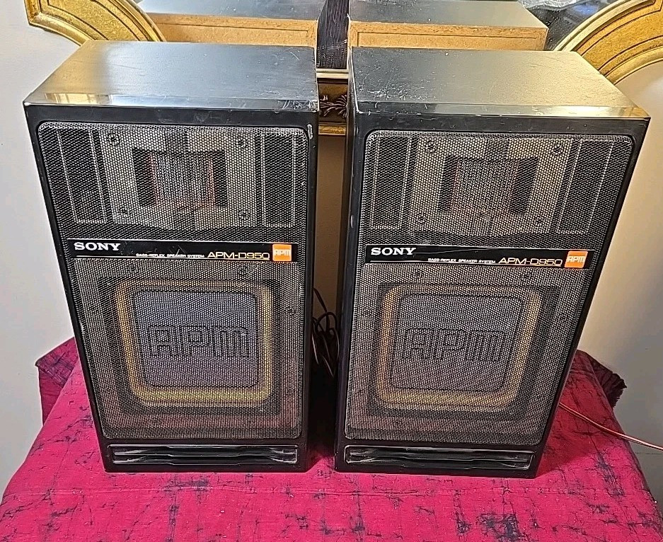 Two Sony Stereo Bass Reflex Speakers APM-D950 | eBay