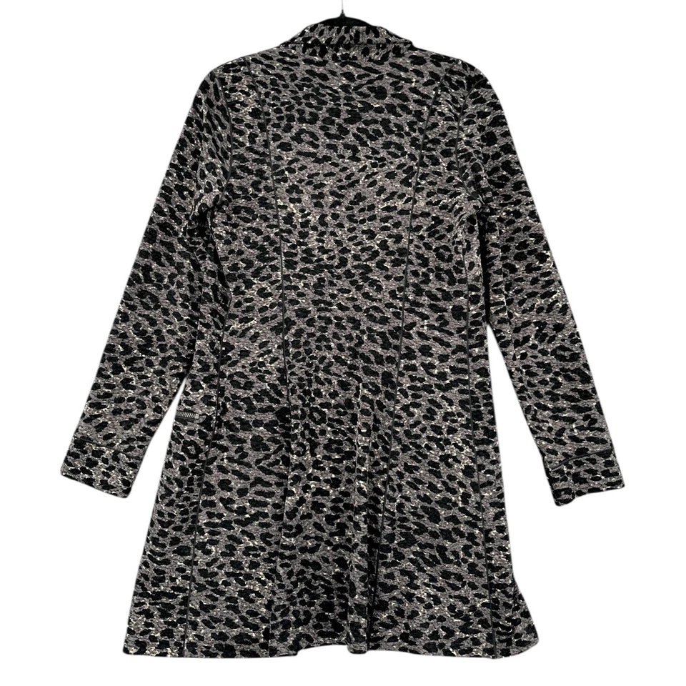 Eva Varro Leopard Print Zipper Detailing Open Front Style Coat Medium - Image 2 of 4