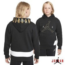 NWT Nike Kids Air Jordan Black  Gold Hoodie JUMPMAN with Front Embroidery