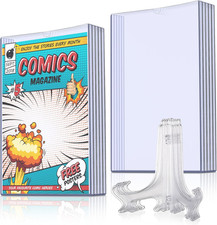 Juego de 5 vitrinas de cómics Zonon, incluye fundas para cómics y pl transparente