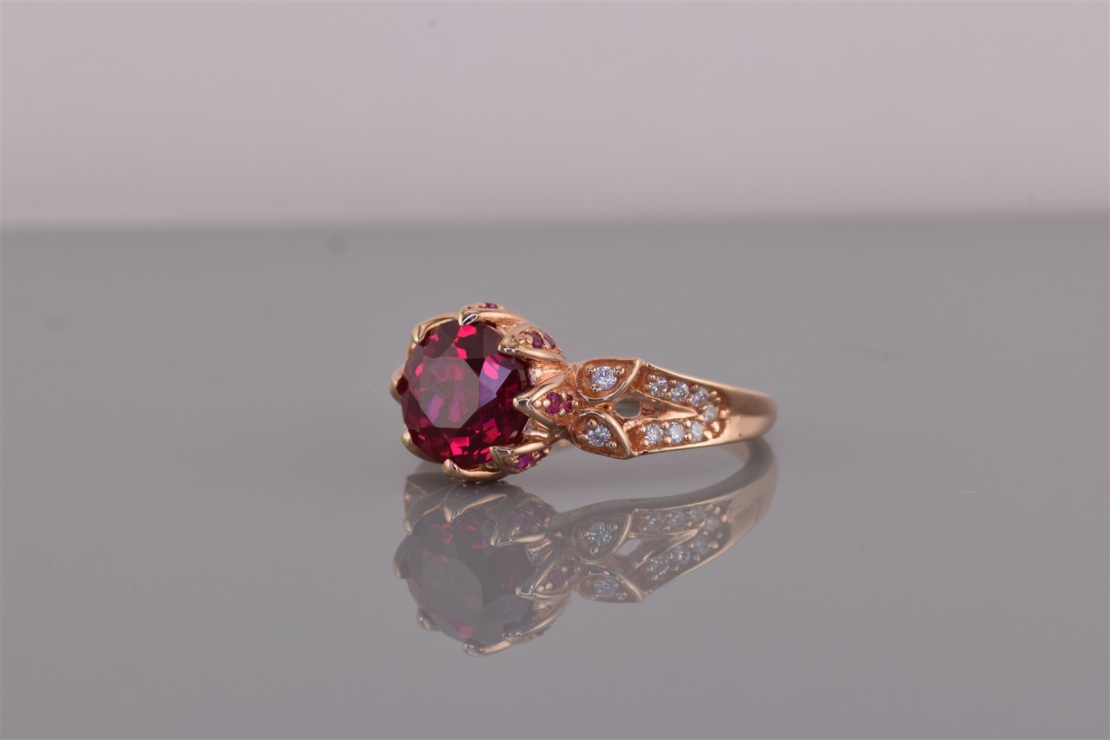 Rose Sterling Silver Red Ruby Cubic Zirconia Band… - image 6