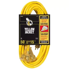 50 Ft. 12/3 SJTW Multi-Outlet (3) Outdoor Heavy-Duty 15 Amp Contractor Extension