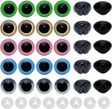 1Box 30pcs Large Plastic Safety Eyes and Nose - 5Colors 24mm Solid Plastic S...
