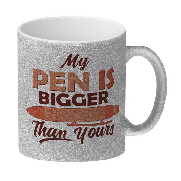 Penis Glitzer-Kaffeebecher Mit Spruch My Pen Is Bigger Than Yours-image