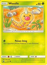 Weedle 1/111 Common Crimson Invasion Pokemon Lightly Played
