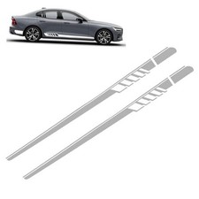 Car Side Skirt Decals, Creative Striped Door Stickers, DIY 2 PCS White