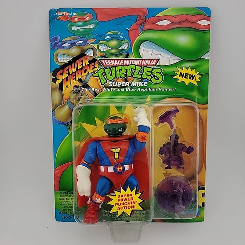 Super Mike Unpunched- Vintage 1993 TMNT Teenage Mutant Ninja Turtles MOC W/ Case