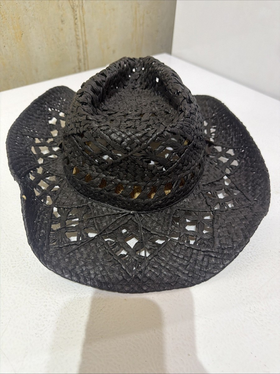 Marine Corp Black Straw Hat, Cowboy Style Pre Owned View 4