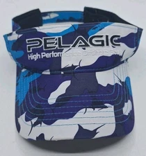 Pelagic Visor Blue White Camo Adjustable Hat Fighing Beach Gear