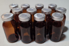 TWELVE - 10 ml Sterile Capped Sealed Amber Glass Serum Vials - NEW - EMPTY