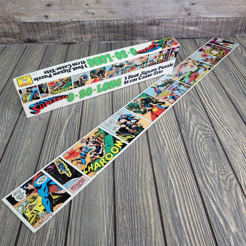 1978 DC Superman Comic Book Puzzle O-So-Long 3 Foot Jigsaw 72 Piece Vintage EUC - Image 3 of 4