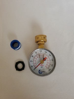 CARBO Instruments 2-1/2'' Water Pressure Test Gauge 200 psi,  3/4'' Female Hose 