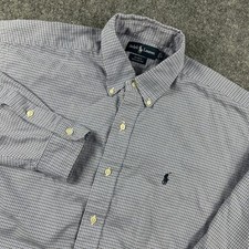 Ralph Lauren Button Down Mens L Blue Micro Check Blake Cotton Long Sleeve Shirt