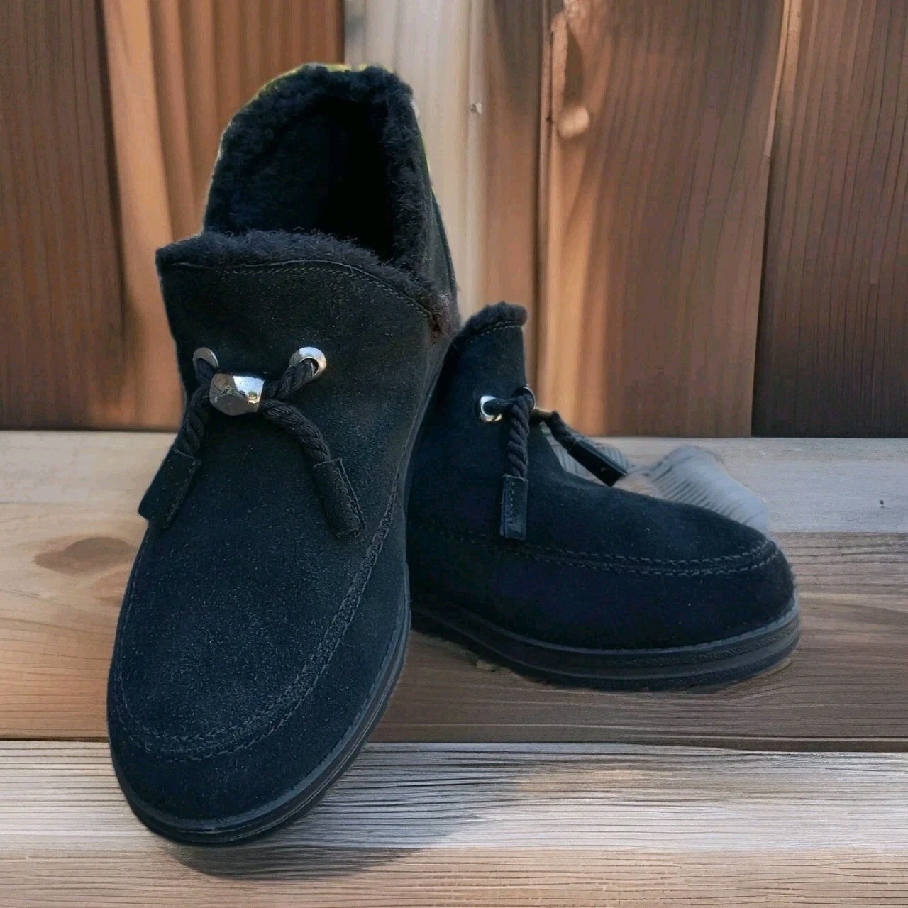 NWOT Muk Luks Ziggy Sunset Blvd. Ankle Boot Women's sz 7 Black Suede Faux Fur