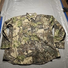 Vtg Realtree Camo Hunting Button Up Shirt Mens 2XL Made In USA Cotton
