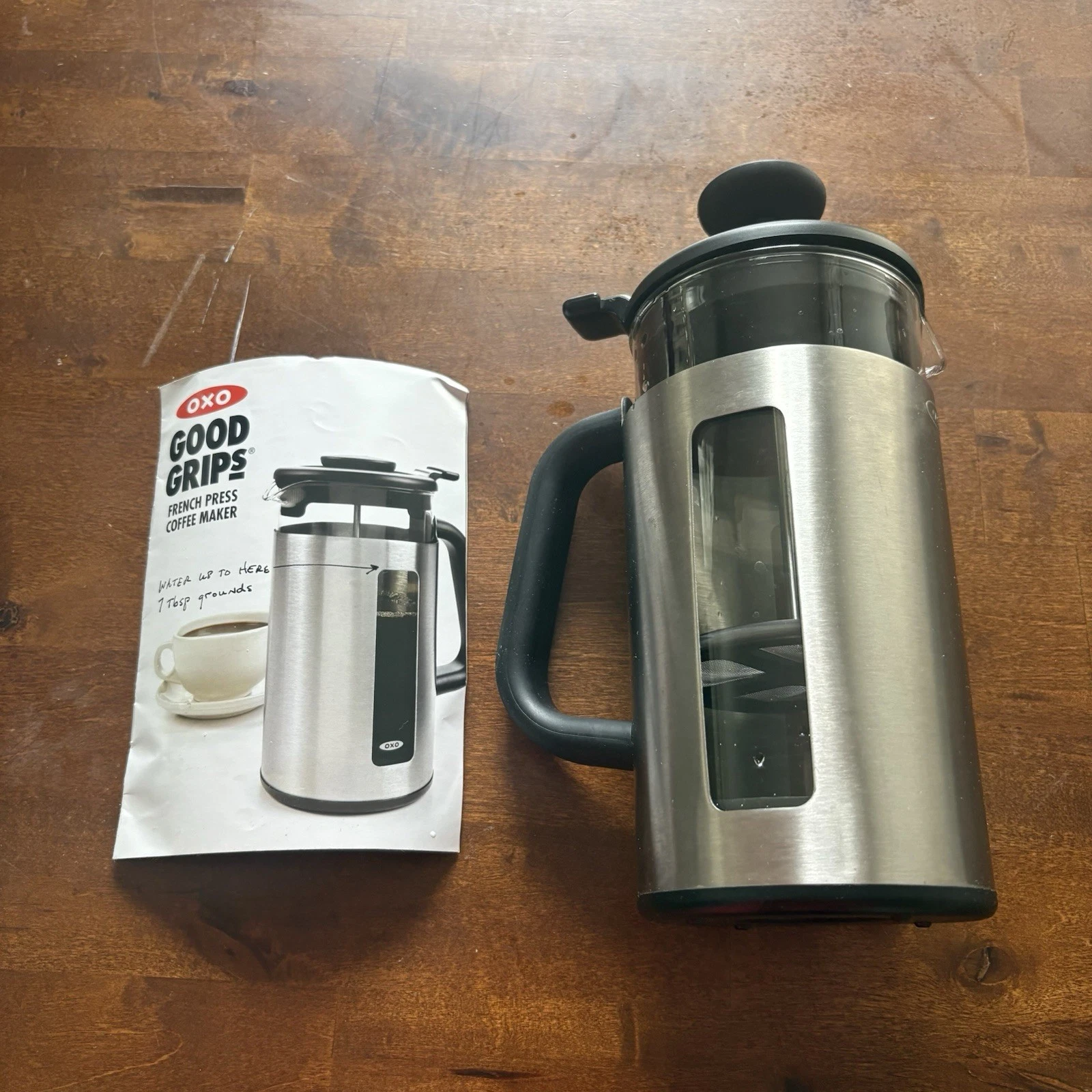 OXO Good Grips French Press Coffee Maker 8 Cup Stainless Steel Heat Retaining