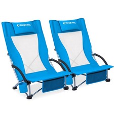 KingCamp Folding Beach Chair 2 Pack High Back Lightweight Portable Backpack C...