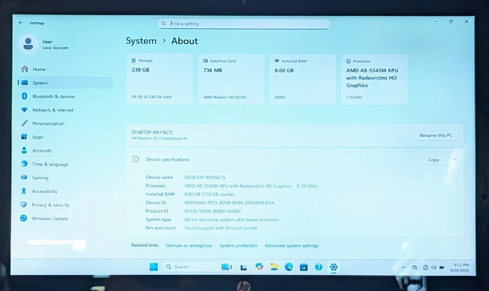 HP Pavilion TouchSmart 15 Notebook PC - Image 4 of 4