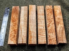 6 Pack Figured Curly Maple Pen Blanks 6 x 1 x 1 Turning Wood