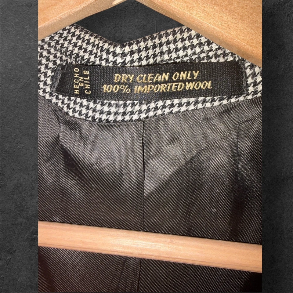 Blazer de pata de gallo 100 % lana Tom James 42R para hombre + conjunto de pantalones de vestir 33R 100 % seda Foto 3 de 4