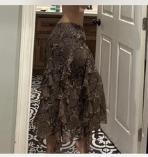 Purple Green Pink Paisley Ruffle Y2K Fairy Whimsigoth Ruffle Skirt