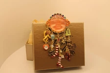 A Kirks Folly Wizard of Oz Moon Face Pendant or Brooch 16 inch Crystal Necklace