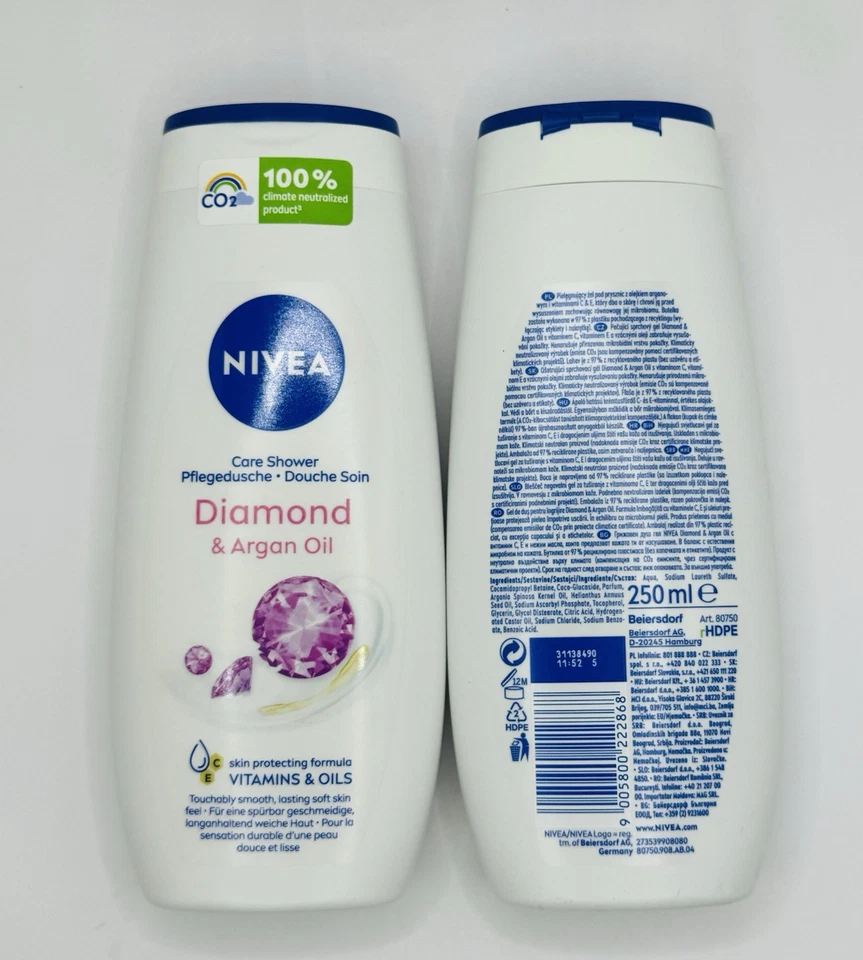 Gel de banho Nivea Soft Care óleo de diamante e argan 250ml – pacote com 3 - Imagem 4 de 4