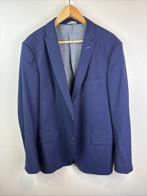 Sarar Interview Blue Blazer Size 42R Check Textured Fabric