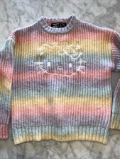 Hello Kitty Sweater Forever 21 Pastel Rainbow Knit Small Comfy back to school
