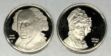 1977 Franklin Mint - John & Abigail Adams mini coins .925 Sterling -3372
