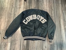 Dallas Cowboys Vintage Chalk Line Satin Bomber Jacket Men s Large USA