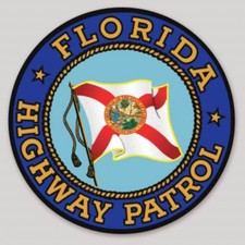 Florida Highway Patrol Round Vinyl Sticker Decal 4 X 4 Inch Non Reflective
