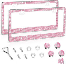 Bling License Plate Frame For Women Rhinestone Crystal Stainless Steel 2 Pack Bling License Plate Frame For Women Rhinestone Crystal Stainless Steel 2 Pack