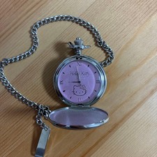 Hello Kitty Pink Pocket Watch with Chain Character Design Used
