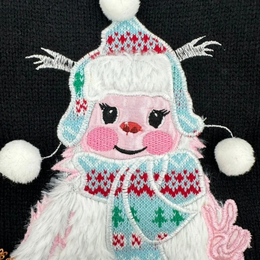 Suéter Margaux & Lexi Bordado Lafufu Adorable Yeti Vacaciones Pata de Gallo Nuevo con Etiquetas Foto 3 de 4