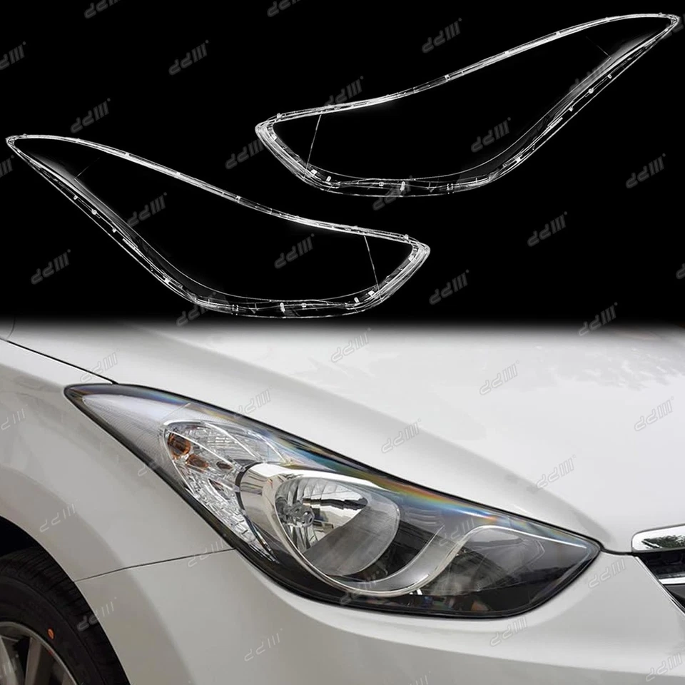 1 Pair Headlight Lamp Lens Cover Fit For Hyundai Elantra MD 2011-2016 Sedan - image 2 of 4