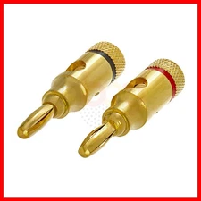 Pair of Speaker Banana Plugs Open Screw Type Gold Plated Audio Plug Connectors