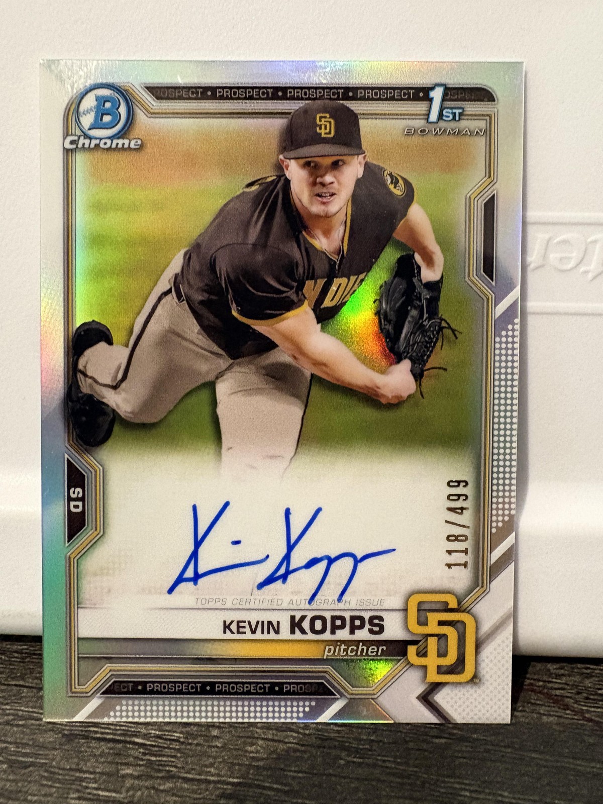 2021 Bowman Draft #CDA-KK Kevin Kopps Chrome Draft Pick Auto Refractor #/499