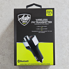 Auto Drive FM Transmitter Bluetooth Hands-Free Dual USB-A Car Adapter