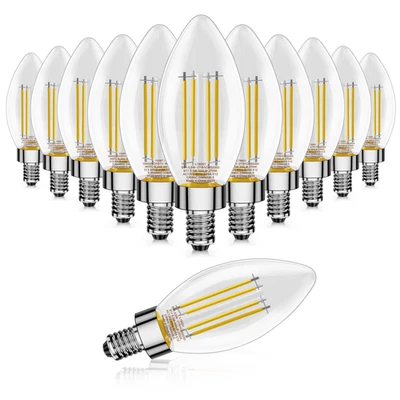 NOVAPOLLO 12 PACK Dimmable E12 Candle LED Light Bulbs 5.5W =60W Vintage Chandelier Bulbs