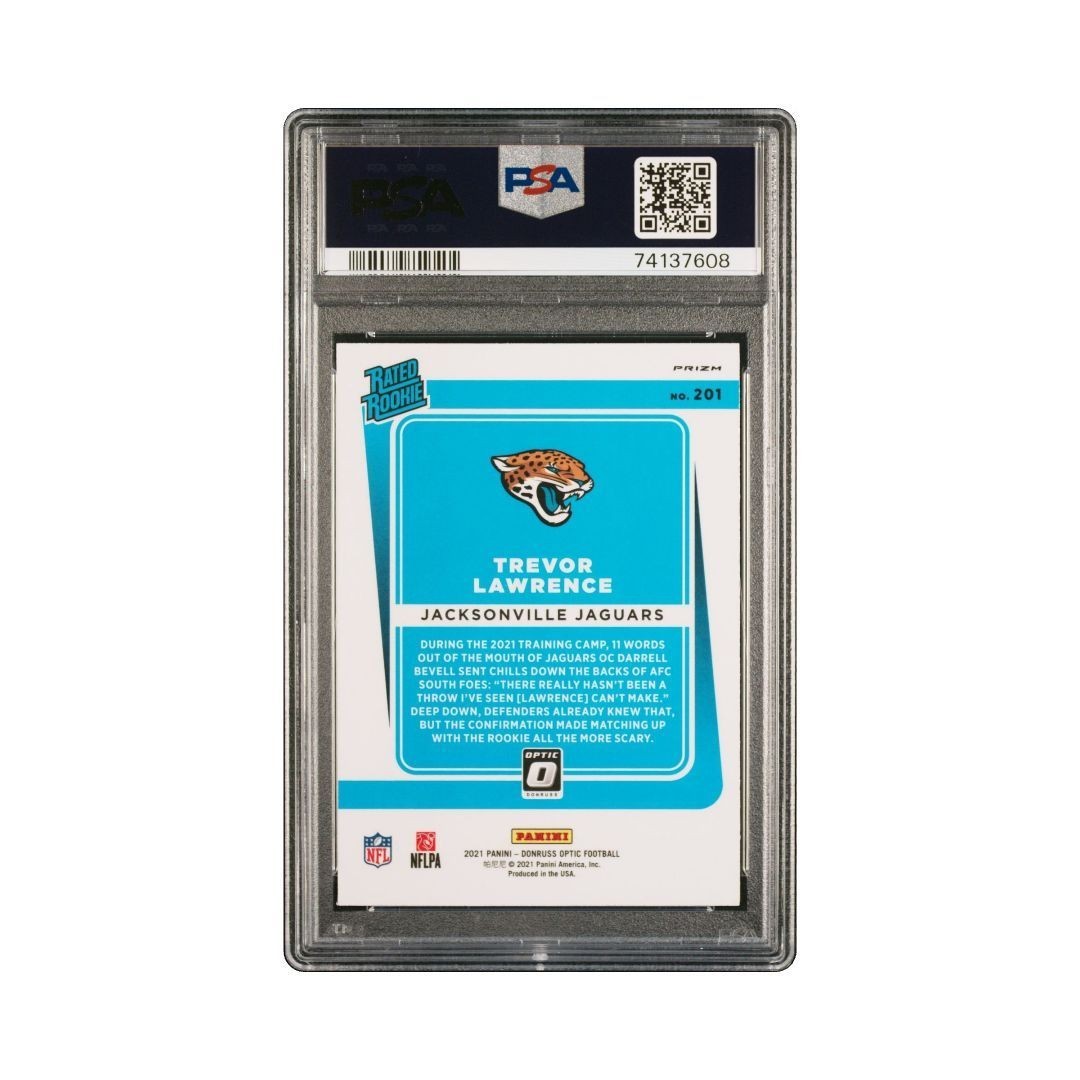 2021 Donruss Optic Trevor Lawrence #201 Holo PSA 10 view 2